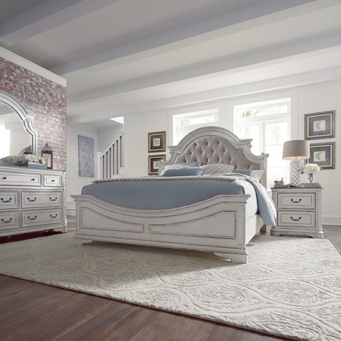 Liberty Furniture 244-BR-QUBDMN Queen Uph Bed, Dresser & Mirror, Night Stand