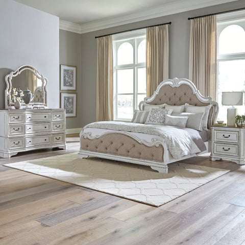 Liberty Furniture 244-BR-OQUBDMN Opt Queen Uph Bed, Dresser & Mirror, Night Stand