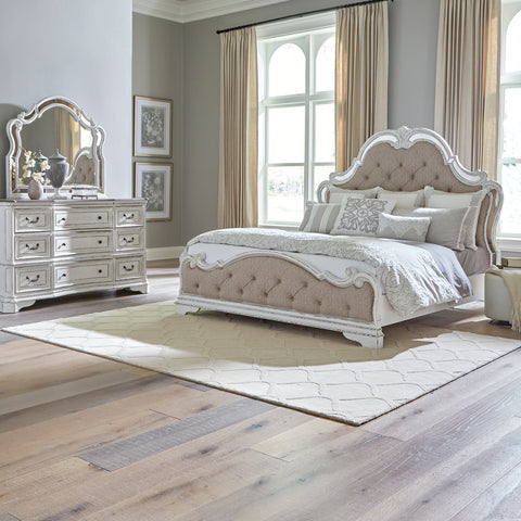 Liberty Furniture 244-BR-OKUBDM King Opt Uph Bed, Dresser & Mirror