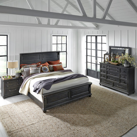 Liberty Furniture 879-BR-KPBDMN King Panel Bed, Dresser & Mirror, Night Stand