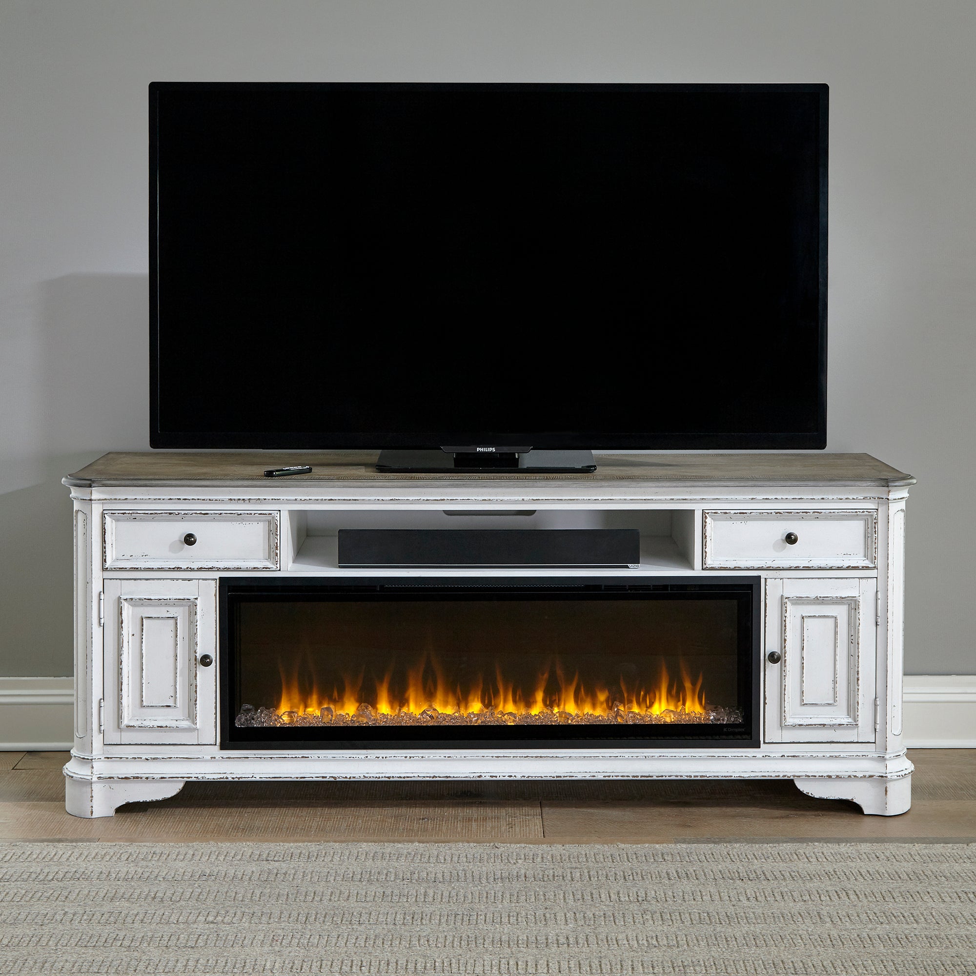 Liberty Furniture FIRE-244-TV82F 82 Inch Fireplace TV Console