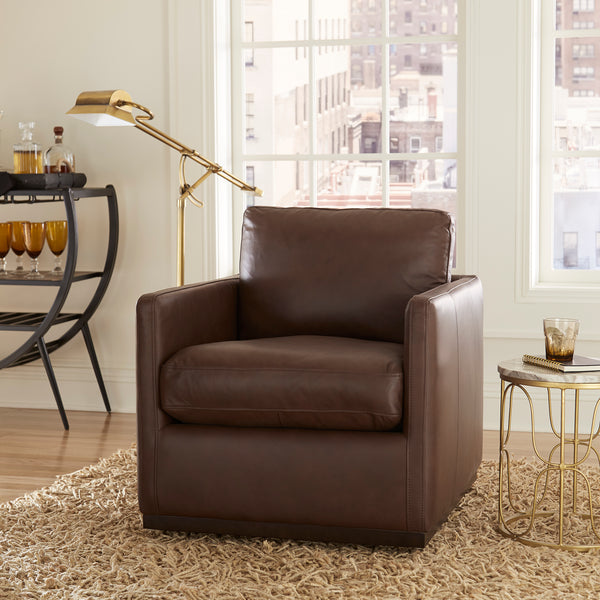 Liberty Furniture 713-ACH15-DB-L Leather Swivel Accent Chair - Timber