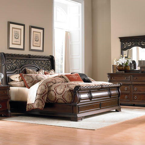 Liberty Furniture 575-BR-KSLDM King Sleigh Bed, Dresser & Mirror