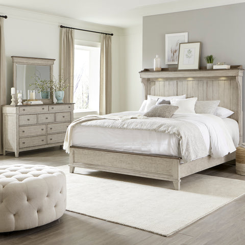 Liberty Furniture 457-BR-KMTDM King Mantle Bed, Dresser & Mirror