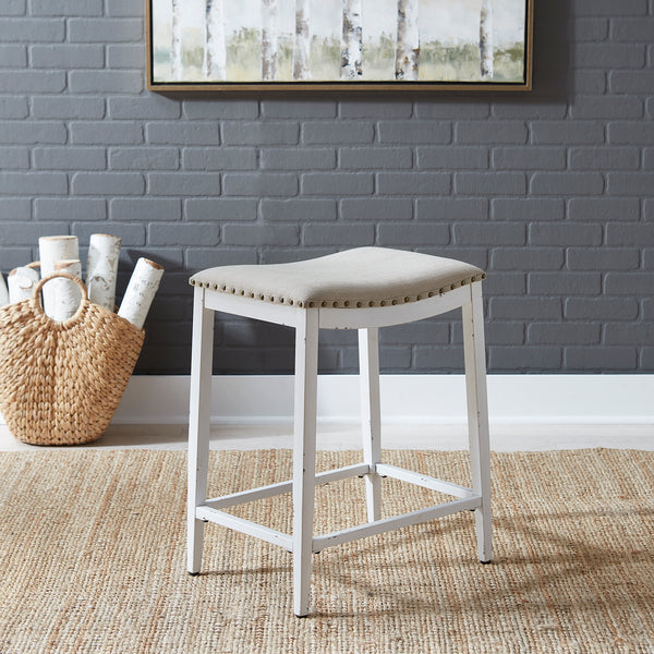 Liberty Furniture 179-B000124-AW Backless Uph Counter Chair- Antique White