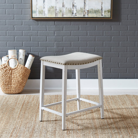 Liberty Furniture 179-B000124-AW Backless Uph Counter Chair- Antique White