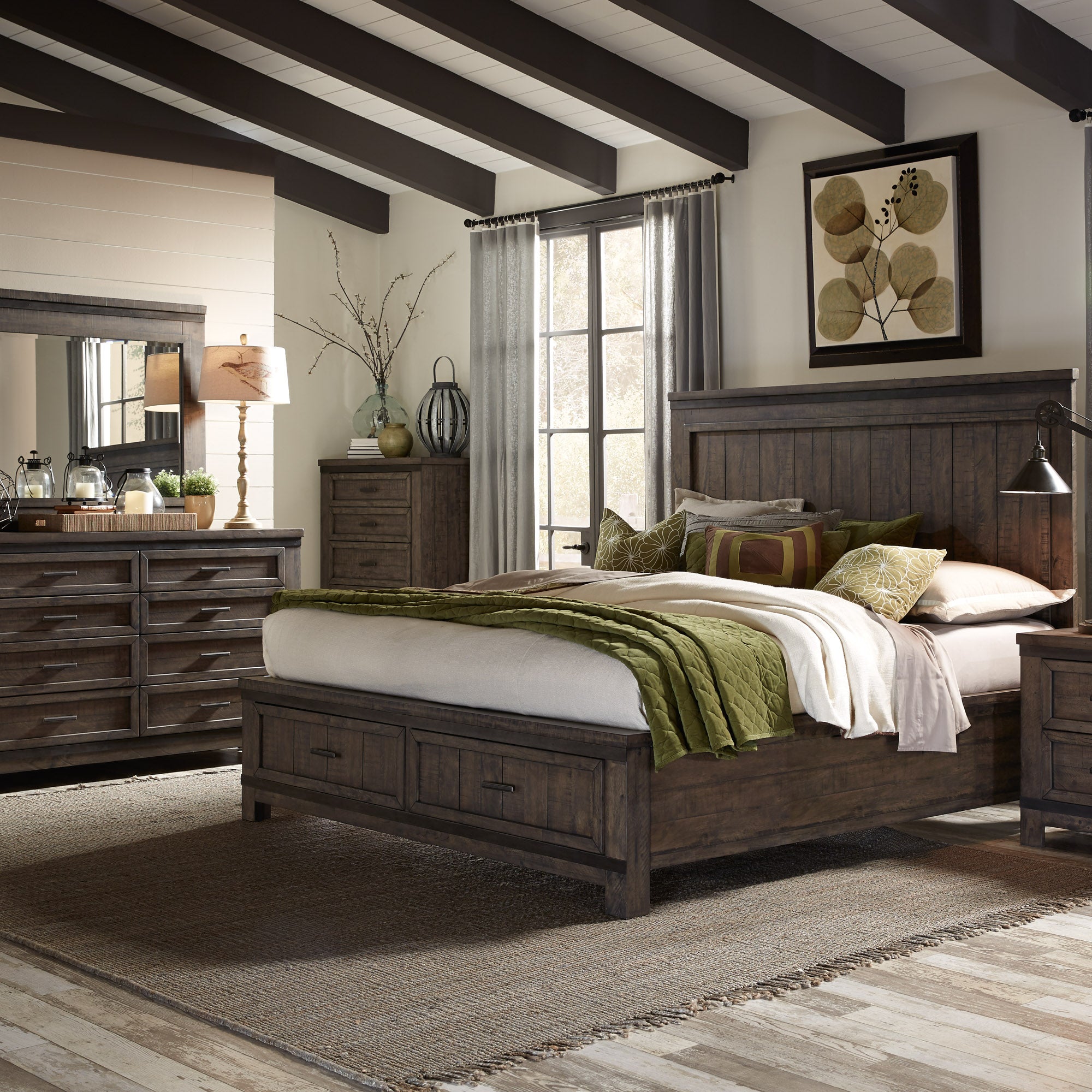 Liberty Furniture 759-BR-QSBDMC Queen Storage Bed, Dresser & Mirror, Chest